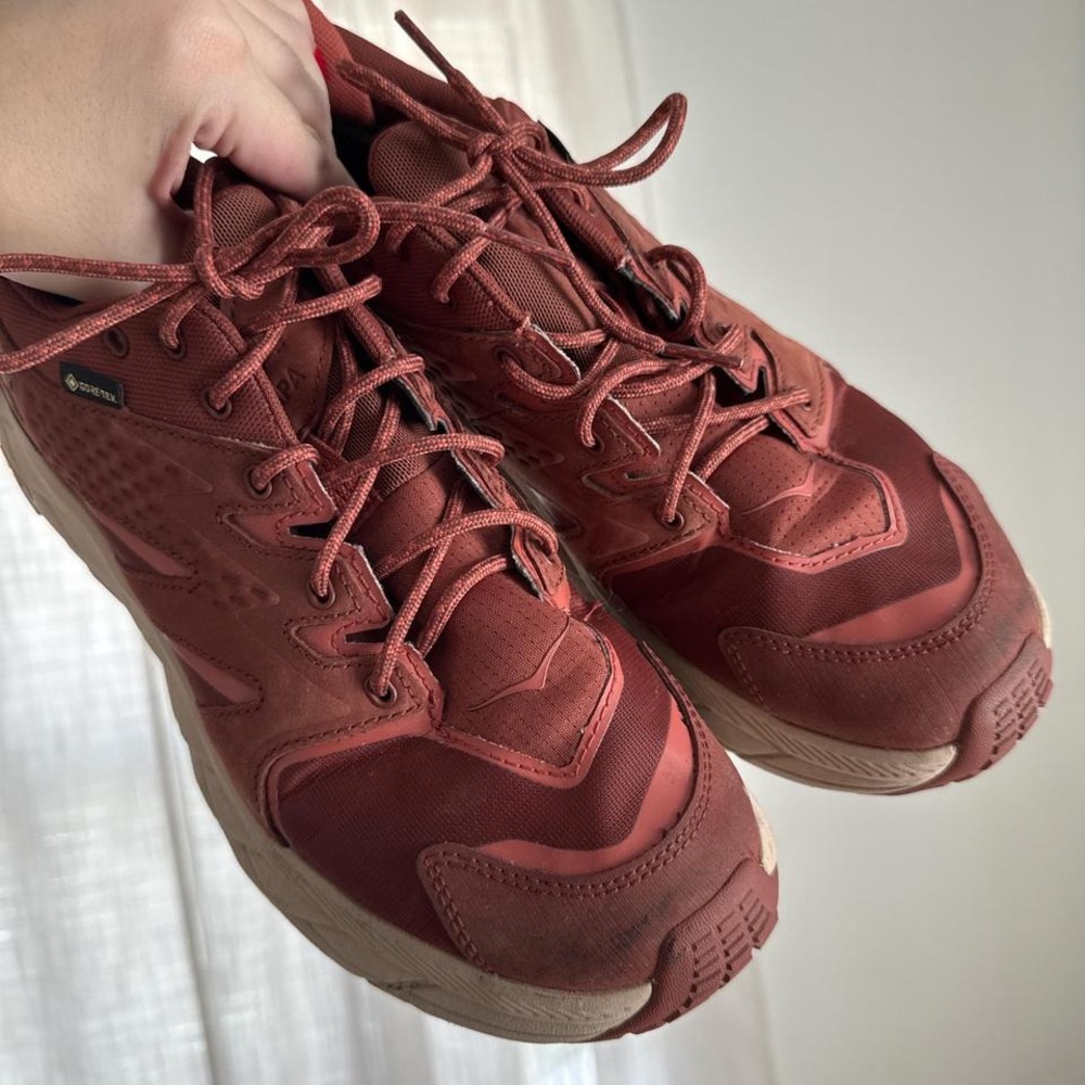 Hoka One One Women's Rust Red GORE-TEX Trail Sneakers - Picture 2 of 6